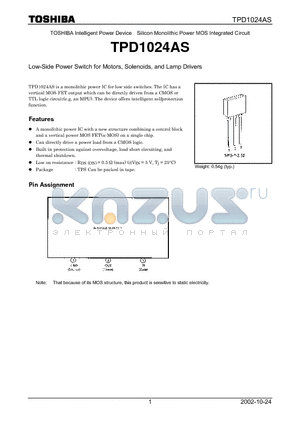 TPD1024AS datasheet - Low-Side Power Switch for Motors, Solenoids, and Lamp Drivers