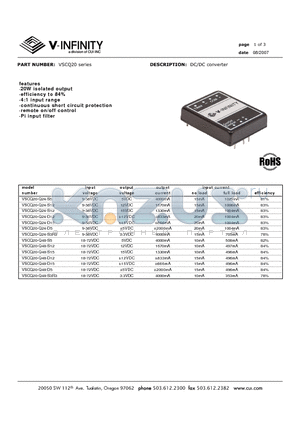VSCQ20-Q24-S3R3 datasheet - DC/DC converter