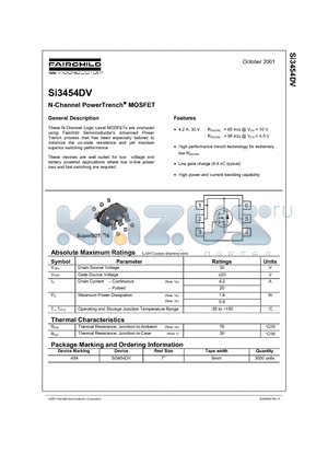 SI3454DV datasheet - N-Channel PowerTrench MOSFET
