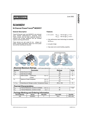 SI3456DV datasheet - N-Channel PowerTrench MOSFET