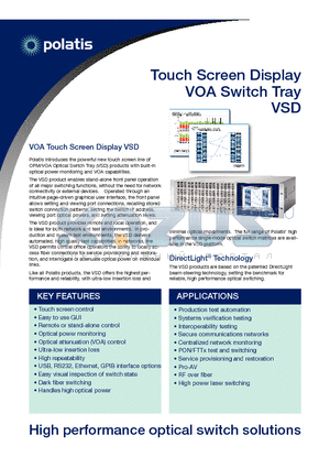 VSD-04X04-CA1 datasheet - Touch Screen Display VOA Switch Tray VSD