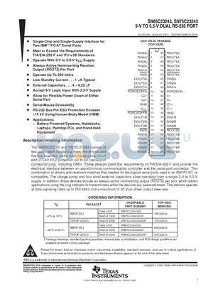 SN75C23243DL datasheet - 3-V TO 5.5-V DUAL RS-232 PORT