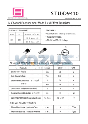 STD9410 datasheet - N-Channel E nhancement Mode F ield E ffect Transistor