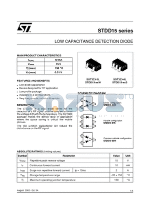 STDD15-04W datasheet - LOW CAPACITANCE DETECTION DIODE