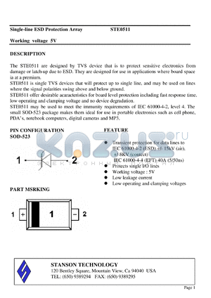 STE0511D52RG datasheet - Single-line ESD Protection Array