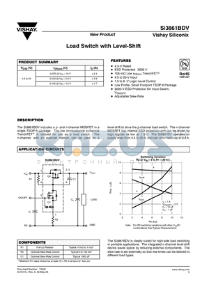 SI3861BDV datasheet - Load Switch with Level-Shift