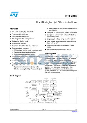 STE2002DIE2 datasheet - 81 x 128 single-chip LCD controller/driver