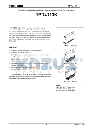 TPD4113K datasheet - High Voltage Monolithic Silicon Power IC