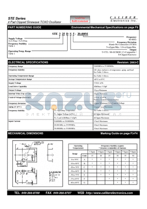 STE315AM datasheet - 6 Pad Clipped Sinewave TCXO Oscillator