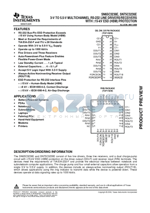 SN75C3238EDW datasheet - 3-V TO 5.5-V MULTICHANNEL RS-232 LINE DRIVERS/RECEIVERS WITH a15-kV ESD (HBM) PROTECTION