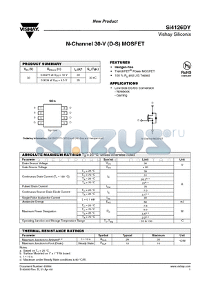 SI4126DY datasheet - N-Channel 30-V (D-S) MOSFET