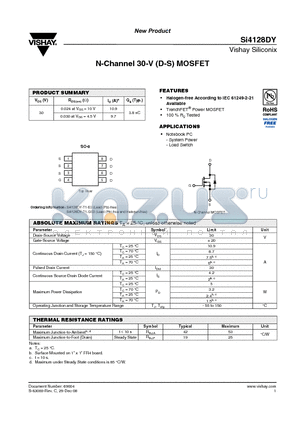 SI4128DY datasheet - N-Channel 30-V (D-S) MOSFET