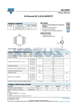 SI4134DY-T1-GE3 datasheet - N-Channel 30 V (D-S) MOSFET