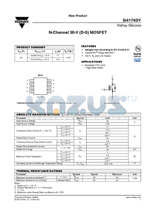 SI4174DY datasheet - N-Channel 30-V (D-S) MOSFET