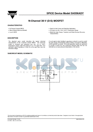 SI4356ADY datasheet - N-Channel 30-V (D-S) MOSFET