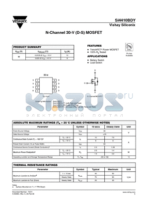 SI4410BDY-T1 datasheet - N-Channel 30-V (D-S) MOSFET