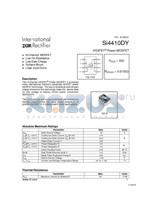 SI4410DY datasheet - HEXFET Power MOSFET
