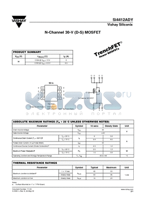 SI4412ADY-T1 datasheet - N-Channel 30-V (D-S) MOSFET