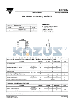 SI4418DY datasheet - N-Channel 200-V (D-S) MOSFET