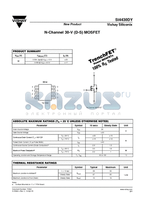 SI4430DY datasheet - N-Channel 30-V (D-S) MOSFET