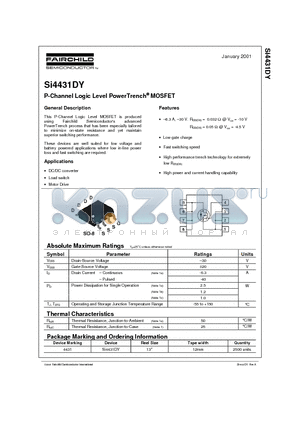 SI4431 datasheet - P-Channel Logic Level PowerTrench MOSFET