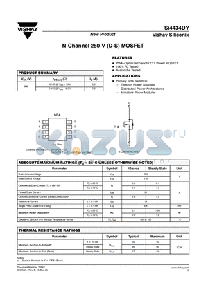 SI4434DY-T1-E3 datasheet - N-Channel 250-V (D-S) MOSFET