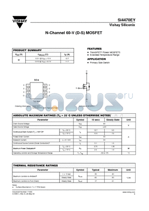 SI4470EY datasheet - N-Channel 60-V (D-S) MOSFET