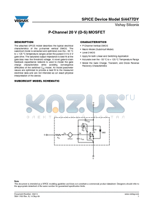 SI4477DY datasheet - P-Channel 20 V (D-S) MOSFET