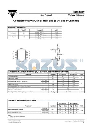 SI4500DY datasheet - Complementary MOSFET Half-Bridge (N- and P-Channel)