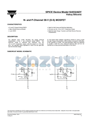 SI4532ADY datasheet - N- and P-Channel 30-V (D-S) MOSFET