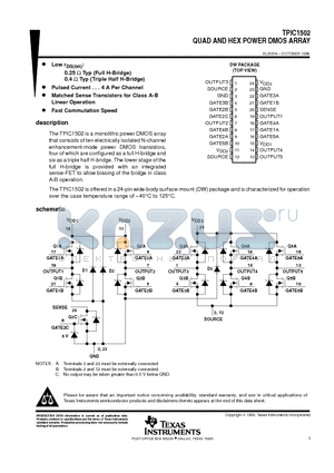 TPIC1502 datasheet - QUAD AND HEX POWER DMOS ARRAY