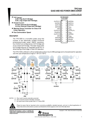TPIC1505 datasheet - QUAD AND HEX POWER DMOS ARRAY