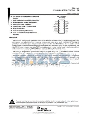 TPIC2101N datasheet - DC BRUSH MOTOR CONTROLLER