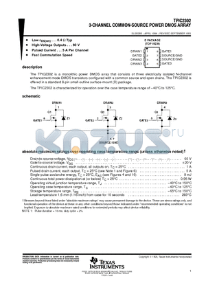 TPIC2302D datasheet - 3-Channel Constant Current-SOURCE POWER DMOS ARRAY