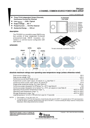 TPIC2301 datasheet - 3-CHANNEL COMMON-SOURCE POWER DMOS ARRAY