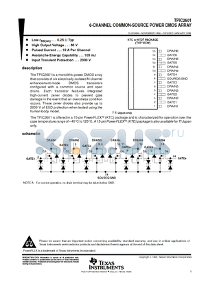 TPIC2601KTC datasheet - 6-CHANNEL COMMON-SOURCE POWER DMOS ARRAY