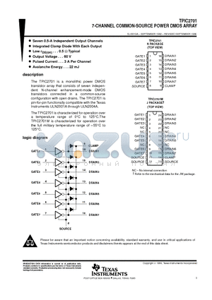 TPIC2701 datasheet - 7-CHANNEL COMMON-SOURCE POWER DMOS ARRAY