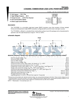 TPIC3322LD datasheet - 3-CHANNEL COMMON-DRAIN LOGIC-LEVEL POWER DMOS ARRAY