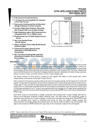 TPIC2802 datasheet - OCTAL INTELLIGENT-POWER SWITCH WITH SERIAL INPUT