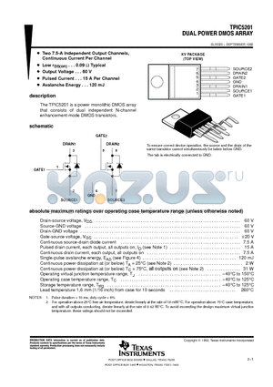 TPIC5201KC datasheet - DUAL POWER DMOS ARRAY