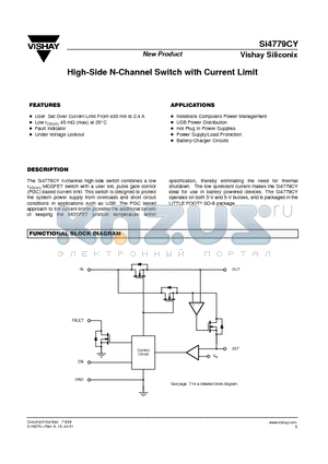 SI4779CY datasheet - High-Side N-Channel Switch with Current Limit