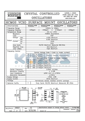 VSH51012 datasheet - HCMOS VCXO SURFACE MOUNT OSCILLATORS