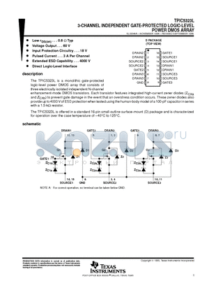 TPIC5323L datasheet - 3-CHANNEL INDEPENDENT GATE-PROTECTED LOGIC-LEVEL POWER DMOS ARRAY