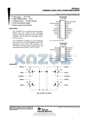 TPIC5424LDW datasheet - H-BRIDGE LOGIC-LEVEL POWER DMOS ARRAY