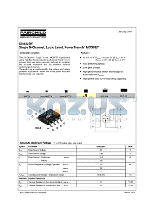 SI4822 datasheet - Single N-Channel, Logic Level, PowerTrench  MOSFET