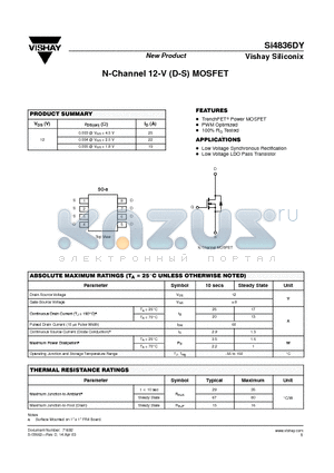 SI4836DY datasheet - N-Channel 12-V (D-S) MOSFET