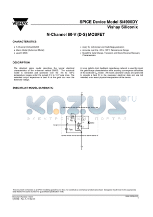 SI4900DY datasheet - N-Channel 60-V (D-S) MOSFET