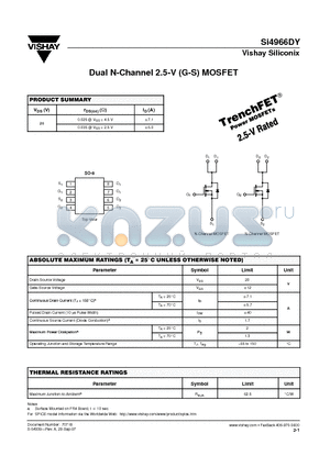 SI4966DY datasheet - Dual N-Channel 2.5-V (G-S) MOSFET