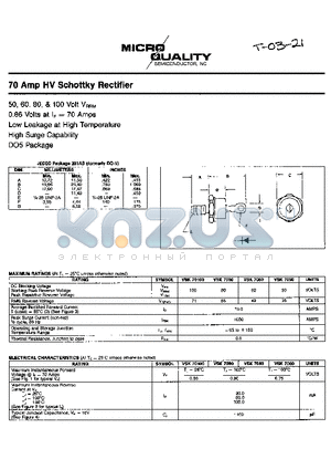 VSK7080 datasheet - 70 Amp HV Schottky Rectifier