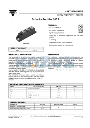 VSKCS301/045P datasheet - Schottky Rectifier, 300 A